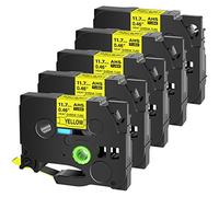 Cruxer Paquete de 5 cintas de etiquetado compatibles con Brother HSe 631 HSe631 Tubo termorretráctil de 11,7 mm, 1,5 m, etiqueta de cable para PT E300 PT E550W PT H300 PT H500 PT P700 PT P750W