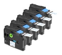 Cruxer Paquete de 5 cintas laminadas compatibles con Brother P-touch TZe-253, color azul sobre blanco de 1 pulgada, 24 mm x 8 m, cinta de escritura de repuesto para Brother PT-P710BT PT-P700