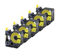 Cruxer Paquete de 5 tubos termorretráctiles de repuesto para Rhino A18058 18058 de 3/4 pulgadas, 19 mm, cinta de etiquetas de alambre industrial negro sobre amarillo, para etiquetadora Rhino 4200