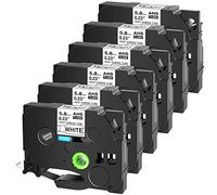 Cruxer Paquete de 6 cintas de etiquetado compatibles con Brother HSe211 HSe211 Tubo termorretráctil de 5,8 mm, 1,5 m, etiqueta de cable para PTD400 PT1290 PTE300 PTD600 PTE550W PTP750W PTH300,