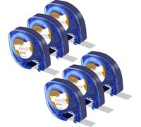 Cruxer Paquete de 6 Cintas de Etiquetas de tela Termoadhesivas Compatibles con Dymo LetraTag 18769 18771 S0718850 Negro sobre Blanco 12 mm x 2 m para LetraTag LT-100H LT-100T Plus QX50