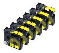 Cruxer Paquete de 6 cintas de etiquetas de vinilo compatibles con Dymo IND 18431 A18431, negro sobre amarillo, 9 mm x 5,5 m, repuesto para Dymo Rhino 1000 4200 6000 LabelWriter 450 Duo ILP 219 3M
