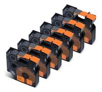 Cruxer Paquete de 6 cintas de vinilo compatibles con Dymo IND 18436 S0718500 A18436, negro sobre naranja, 19 mm x 5,5 m, repuesto para Dymo Rhino 4200 5000 5200 6000 ILP 219 3M PL150 3M PL200 3M PL200