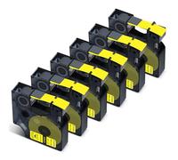 Cruxer Paquete de 6 etiquetas de vinilo compatibles con Dymo IND 18433 S0718470 A18433, negro sobre amarillo, 19 mm x 5,5 m, repuesto para Dymo Rhino 4200 5000 5200 6000 ILP 219 3M PL150 3M PL200 3M