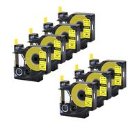Cruxer Paquete de 7 tubos termorretráctiles de repuesto para Rhino A18056 18056 de 1/2 pulgada, 12 mm, cinta de etiquetas de alambre industrial negra sobre amarillo, compatible con etiquetadora Rhino