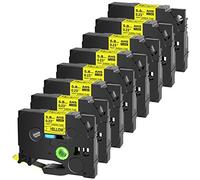 Cruxer Paquete de 8 cintas de etiquetado compatibles con Brother HSe611 HSe611 Tubo termorretráctil de 5,8 mm y 1,5 m para PTE110 PT200 PTE300 PTD600 PTE550W PTP750W PTH300, negro sobre
