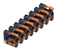Cruxer Paquete de 8 cintas de etiquetas de vinilo compatibles con Dymo IND 18434 A18434, negro sobre naranja, 9 mm x 5,5 m, repuesto para Dymo Rhino 1000 4200 6000 LabelWriter 450 Duo ILP 219 3M PL150