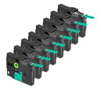 Cruxer Paquete de 8 cintas laminadas compatibles con Brother P-touch TZe-721, color negro sobre verde de 0,35 pulgadas, 9 mm x 8 m, cinta de escritura de repuesto para Brother PT-H100R PT-200 PT-H105