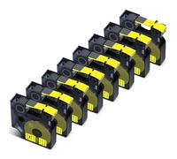 Cruxer Paquete de 8 unidades compatibles con Dymo Rhino A1805444 cinta de etiquetas industriales, negro sobre amarillo, 24 mm x 1,5 m, repuesto para Dymo LabelWriter y Rhino 6000