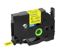Cruxer Paquete de 80 cintas laminadas compatibles con P-touch TZe-611 TZe611 TZ-611 TZ611 de 6 mm de 0,23 pulgadas, cinta laminada negra sobre amarillo, repuesto para máquina PT-D200 PT-D210 PT-D400