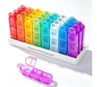 Cruxer Pastillero Mensual 3 Compartimentos - Organizador de Pastillas 3 Veces al Día, Resistente a la Humedad, Libre de BPA, Dispensador de Viaje para Medicamentos, Vitaminas y Aceite de Pescado