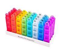 Cruxer Pastillero Mensual 4 Compartimentos - Organizador de Pastillas 4 Veces al Día, Resistente a la Humedad, Libre de BPA, Dispensador de Viaje para Medicamentos, Vitaminas y Aceite de Pescado