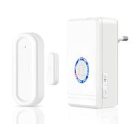 Cruxer Timbre con sensor de puerta y ventana, alcance inalámbrico de 600 pies, 48 tonos de llamada, 5 volúmenes, luz de color LED, sensor magnético con contacto conmutable para tiendas, casas, puertas