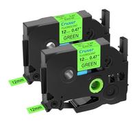 Cruxer Tze D31 Negro sobre verde fluorescente laminado compatible con Brother P Touch 12mm tze D31 tz D31 cartucho de casete de cinta de etiquetas con PT D200 D210 PT H100 PT H105D450 D400VP D400