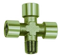 Cruz, 3 x interiores, 1 x exterior, G/R 3/8, SW 17, presión de funcionamiento máx. 60 bar. Temperatura de funcionamiento máx. 150 °C, latón niquelado.