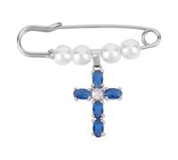 Cruz Azul Broche, Cristiano Boda Dije para Ramo Novia Elegante Algo Azul Regalo para Despedida de Soltera De Mamá Hermana Amiga Pin Se Sujeta Forma Segura al Ramo Liga Vestido