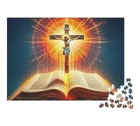 Cruz Biblia Puzzle de 1000 Piezas Puzzle para Adultos Escena Espiritual Puzzle para Toda la Familia Regalo 52x38cm/1000pcs