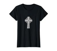 Cruz Celta Irlandesa Cristiana católica Religiosa de Pascua Camiseta gráfica económica, Mujer, Negro, M