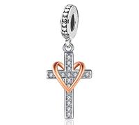 Cruz Colgante Charm de plata de ley 925 para Pandora Pulsera, Abalorio de Cruz para Mujeres Niñas, Religios Encanto Joyería Regalos (Cruz)