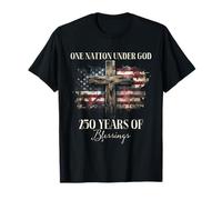 Cruz con la Bandera de Christian Patriot «Una nación bajo Dios» 250 Camiseta