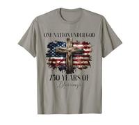 Cruz con la Bandera de Christian Patriot «Una nación bajo Dios» 250 Camiseta