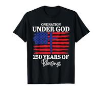 Cruz con la Bandera de Christian Patriot «Una nación bajo Dios» 250 Camiseta