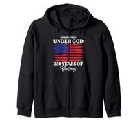 Cruz con la Bandera de Christian Patriot «Una nación bajo Dios» 250 Sudadera con Capucha
