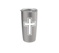 Cruz Cristiana Blanca Jesús Dios Biblia Religiosa Vaso térmico de acero inoxidable de doble pared