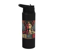 Cruz cristiana de ángel guerrero de fe Stainless Steel Insulated Water Bottle