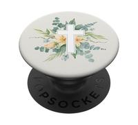 Cruz Cristiana Jesús Boho Hojas Eucalipto Flor Floral PopSockets PopGrip Adhesivo