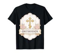 Cruz Cristiana ortodoxa Oriental Oriental para Mujer y niña Floral Camiseta