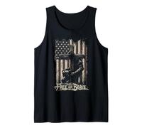 Cruz de Bandera Americana Libre y Valiente Cristiana patriótica Camiseta sin Mangas