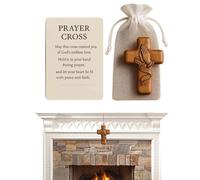 Cruz de Bolsillo - Crucifijo portátil de Madera de 2.36 Pulgadas con símbolo de fe Cristiana, Cruz de oración, devocional, para oraciones diarias, decoración del hogar, conmemorativos y