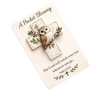 Cruz de bolsillo para pájaro, recuerdo religioso para adoración, tarjeta de 10 x 14 cm, cruz de madera con tarjetas de bendición, cristiano para oración, pequeño regalo devocional, meditación cómoda
