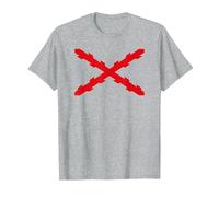 Cruz de Borgoña, Tercios españoles. Militar Camiseta, Hombre, Gris Jaspeado, S