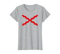 Cruz de Borgoña, Tercios españoles. Militar Camiseta, Mujer, Gris Jaspeado, S