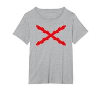 Cruz de Borgoña, Tercios españoles. Militar Camiseta, Mujer Tallas Grandes, Gris Jaspeado, 5XL Grande