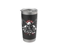 Cruz de calaveras con alas - Ángeles góticos vintage Vaso térmico de acero inoxidable de doble pared