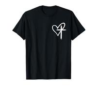 Cruz de corazón Minimalista símbolo de fe Cristiana Lindo Amor de Jesús Camiseta