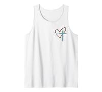 Cruz de corazón Minimalista símbolo de fe Cristiana Lindo Amor de Jesús Camiseta sin Mangas