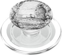 Cruz de Cristo Gloriosa Resurrección Arte de Tinta en Blanco y Negro PopSockets PopGrip para MagSafe