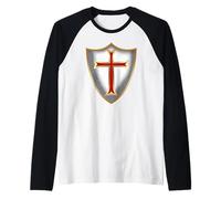 Cruz de Escudo Cruzado de los Caballeros templarios Camiseta Manga Raglan