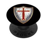 Cruz de Escudo Cruzado de los Caballeros templarios PopSockets PopGrip Adhesivo