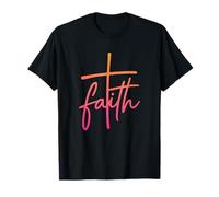Cruz de fe Estilo de Escritura Cristiana Tipografía Religiosa Camiseta