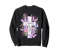Cruz de fe Mariposa Floral Cristiano Jesús Inspirador Sudadera