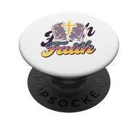 Cruz de fe rompiendo Piedra vívida tipografía Cristiana Arte PopSockets PopGrip Adhesivo