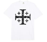 Cruz de Jerusalén de los Caballeros Templarios, Color Negro Envejecido Comfort Colors Adult Heavyweight T-Shirt
