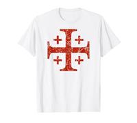 Cruz de Jerusalén de los Caballeros Templarios, Color Rojo Envejecido Camiseta gráfica económica, Hombre, Blanco, XL