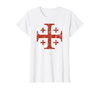 Cruz de Jerusalén de los Caballeros Templarios, Color Rojo Envejecido Camiseta gráfica económica, Mujer, Blanco, L