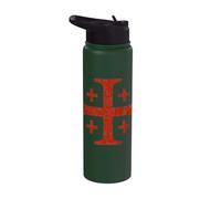 Cruz de Jerusalén de los Caballeros Templarios, color rojo envejecido Stainless Steel Insulated Water Bottle